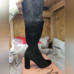 Wild Pair New in Box‎ Bravy Over the Knee Black Micro Suede Boot Size 9.5